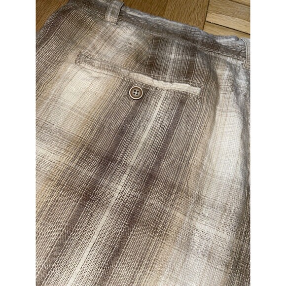 TOMMY BAHAMA Paradise Nation Tan Plaid Linen & Silk Blend Zip‎ Fly SHORTS sz 36 - Picture 8 of 9